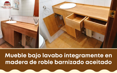 Mueble bajo lavabo íntegramente en madera de roble barnizado aceitado